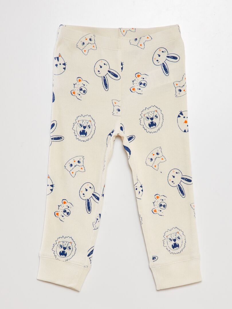Geribbelde pyjamaset - 2-delig - WIT