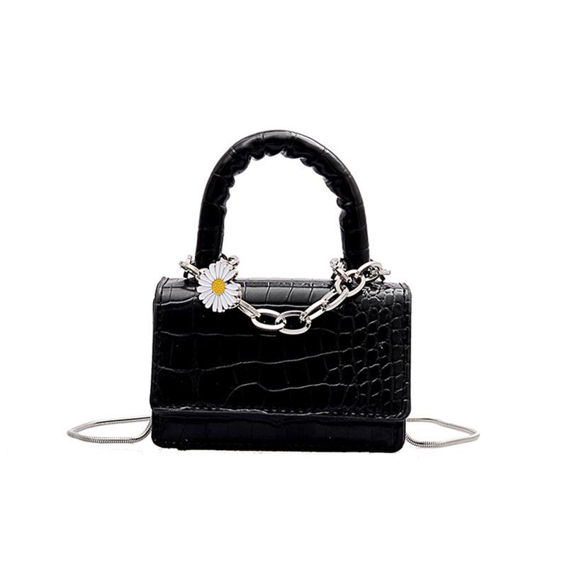 Sac bandoulière femme été, couleur unie, motif marguerites, style décontracté, petit cabas