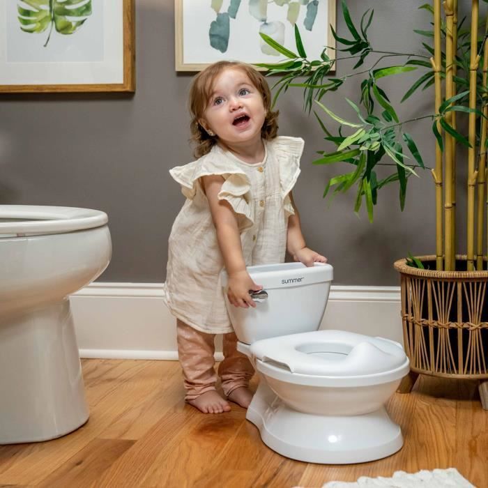 Ingenuity Mini WC per bambini con riduttore per sedile incluso, scarico musicale e vano porta salviettine integrato, bianco