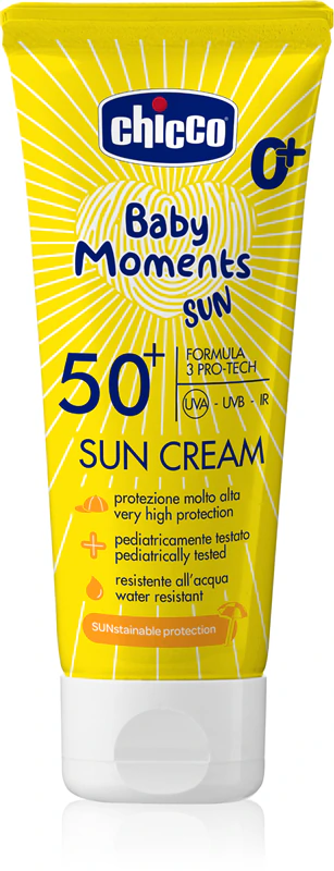 Protetor solar Chicco Baby Moments Sun FPS 50+ para bebês desde o nascimento