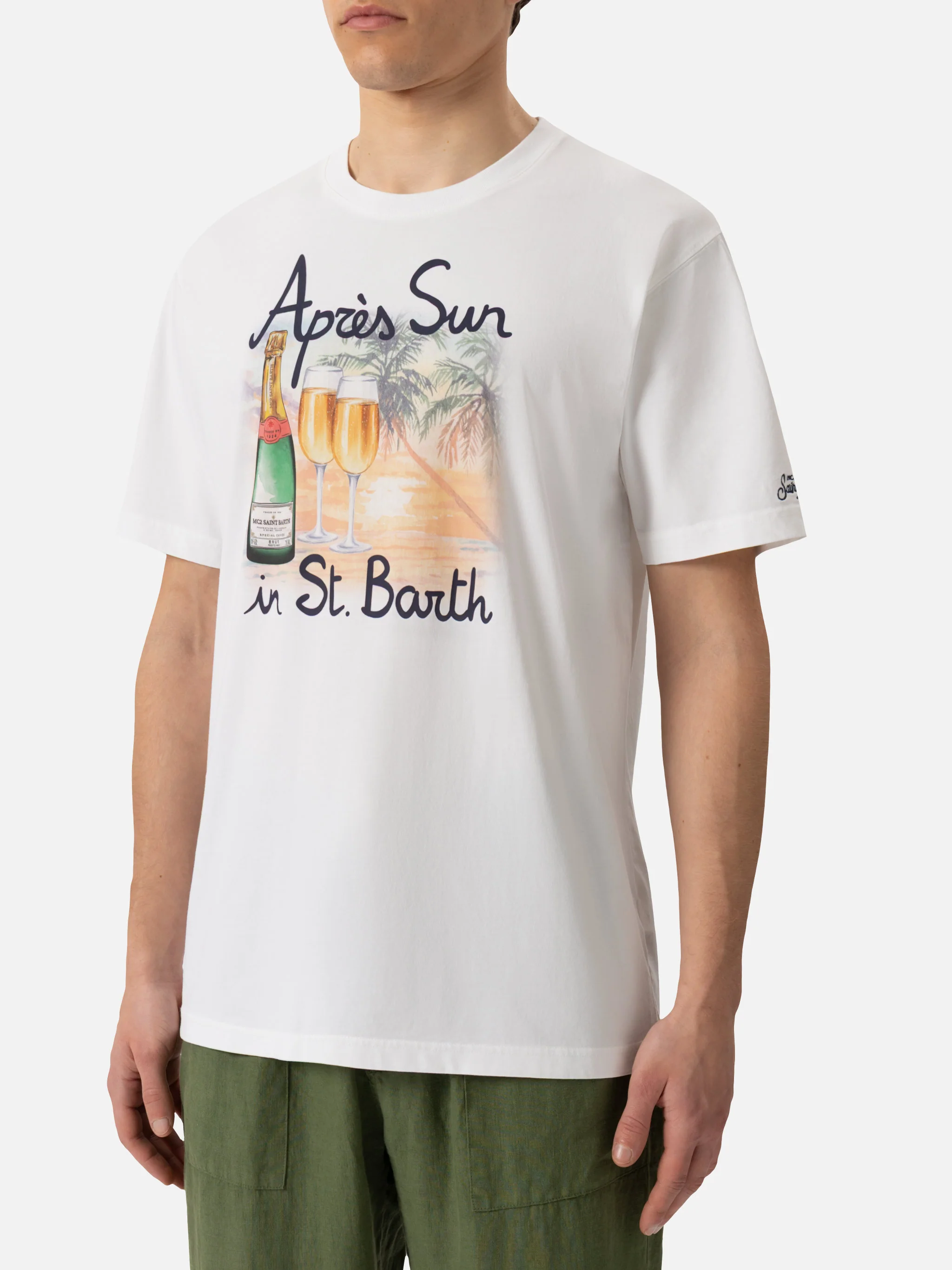 T-shirt homme en coton imprimé Après-Soleil à Saint-Barth