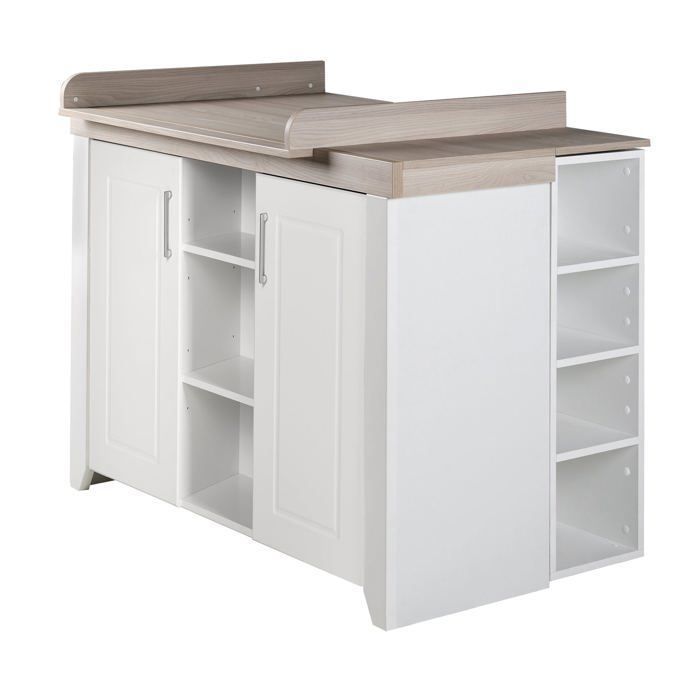 Commode à Langer ROBA Felicia - 2 Portes, 3 Niches - Blanc - Aspect Bois