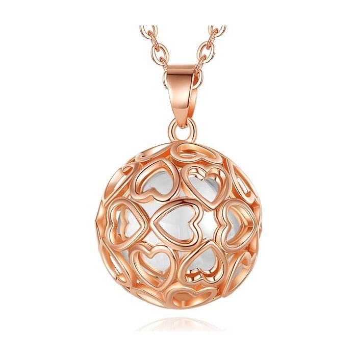Bola de grossesse cage cœurs rose cuivré boule blanche bijou collier