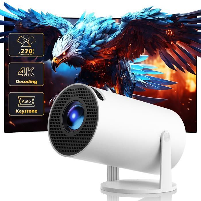 Projetor de vídeo nativo 4K HD 720p, mini projetor portátil com Wi-Fi 6, Bluetooth 5.0, Android 11.0 com Netflix e HDMI.