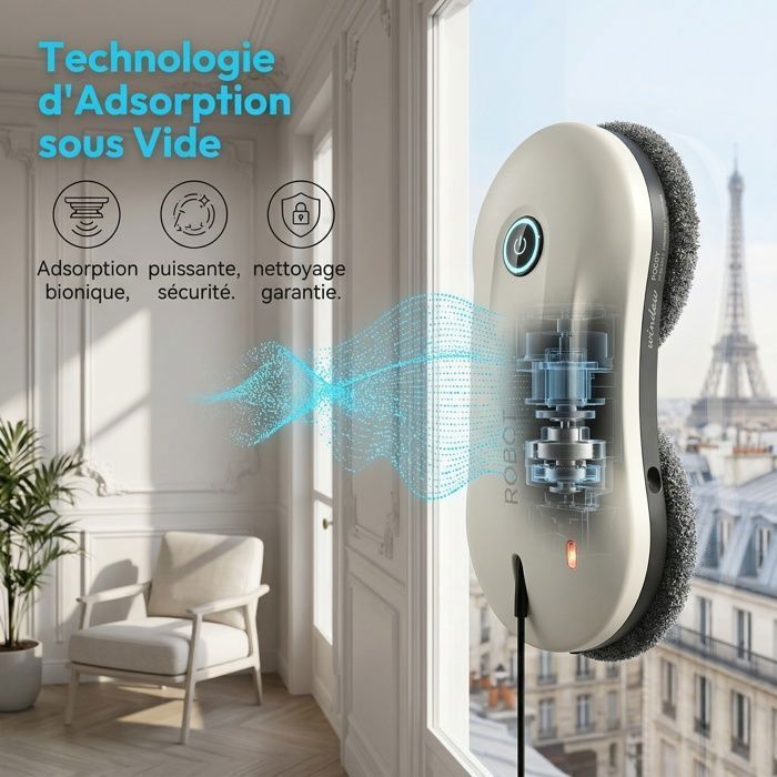 Fensterreinigungsroboter, Doppelsprühfunktion, autonomer intelligenter Fensterreinigungsroboter, 10 Reinigungstücher