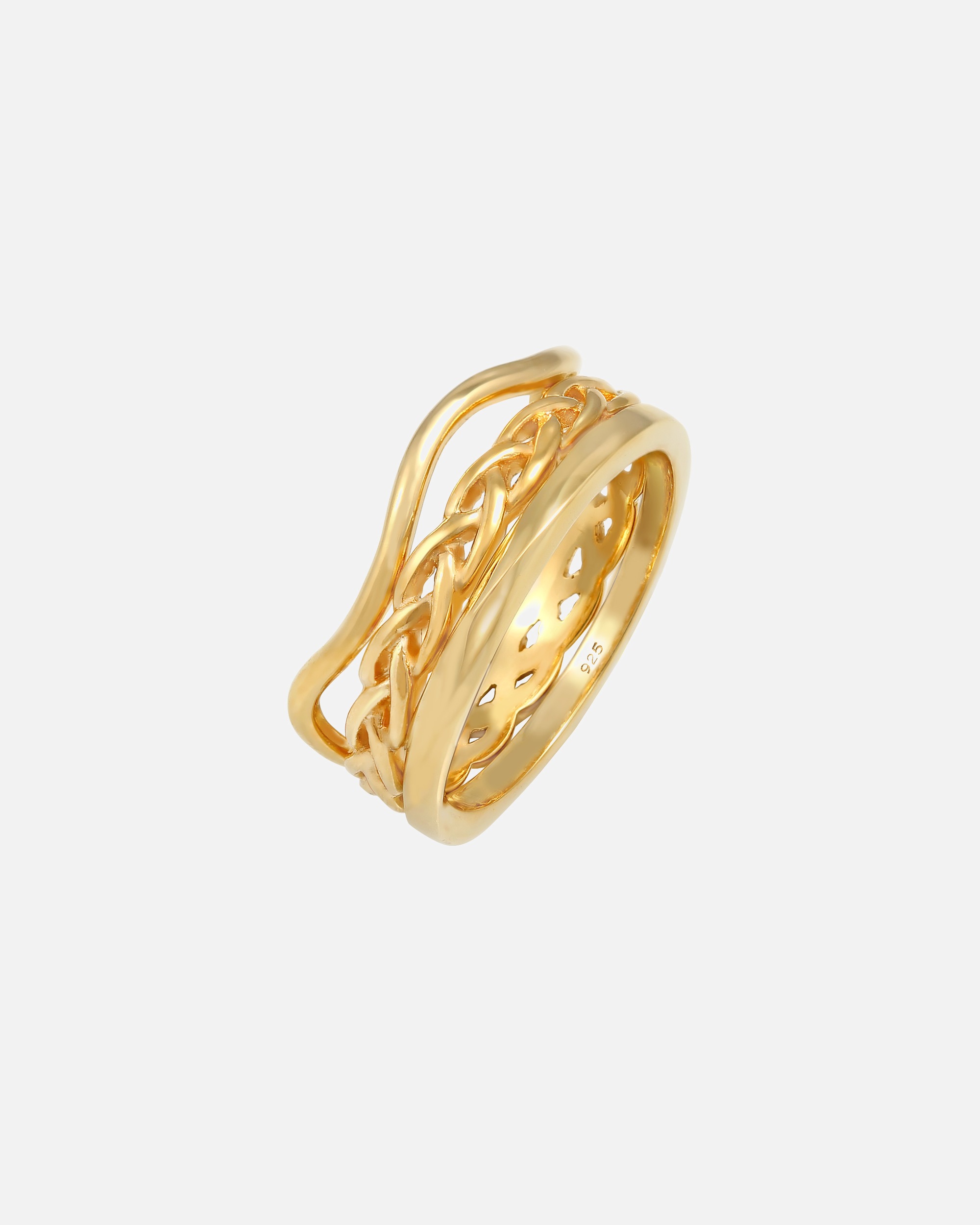 Elli Ensemble Vague Tressé Minimale Bague Femme - (925/1000) Argent
