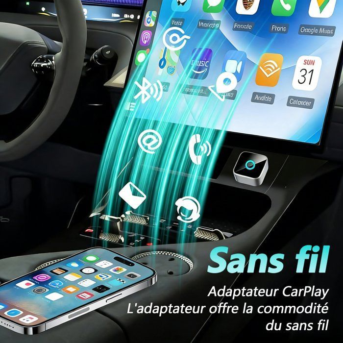 2-in-1 draadloze CarPlay-adapter, plug-and-play USB mini, compatibel met iPhone en Android Auto, 5GHz wifi en Bluetooth