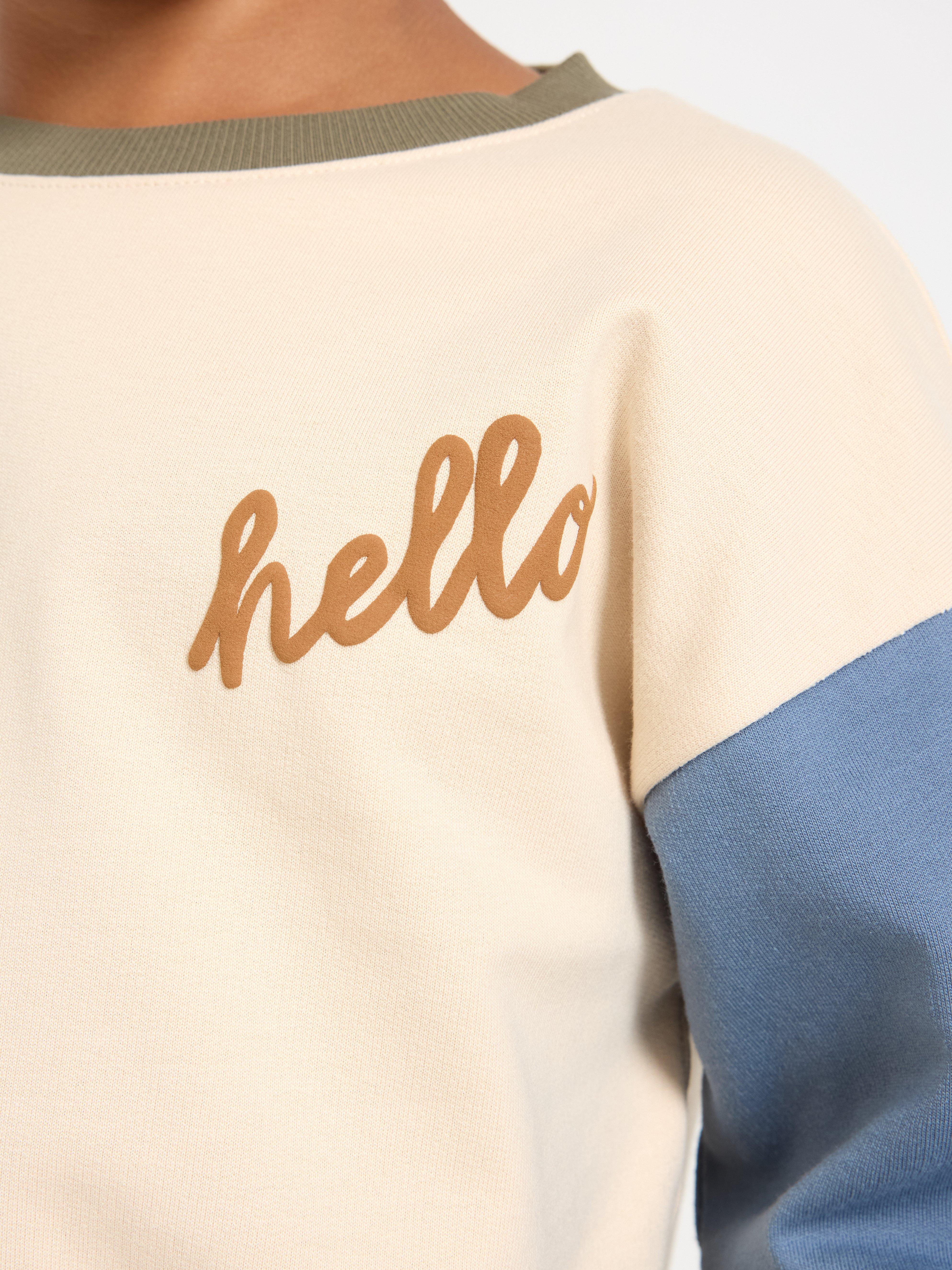 Sweatshirt med borstad insida Light Beige