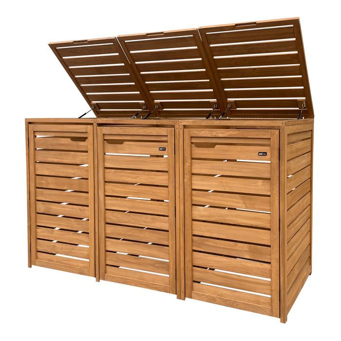 AXI Lex Cache Poubelle en Bois Marron - Abri poubelle pour 3 conteneurs - Max. 240L - Abri Poubelle Extérieur avec Excellente