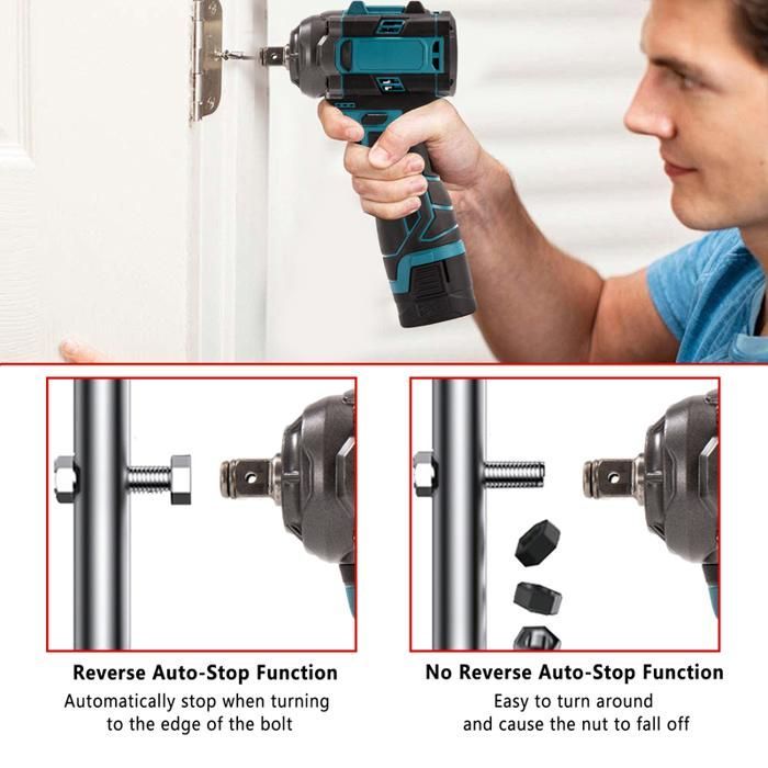 Llave de impacto eléctrica inalámbrica de 500 N·m, llave de impacto industrial sin escobillas, 16,8 V, 2 baterías de iones de litio de 1500 mAh, velocidad ajustable.