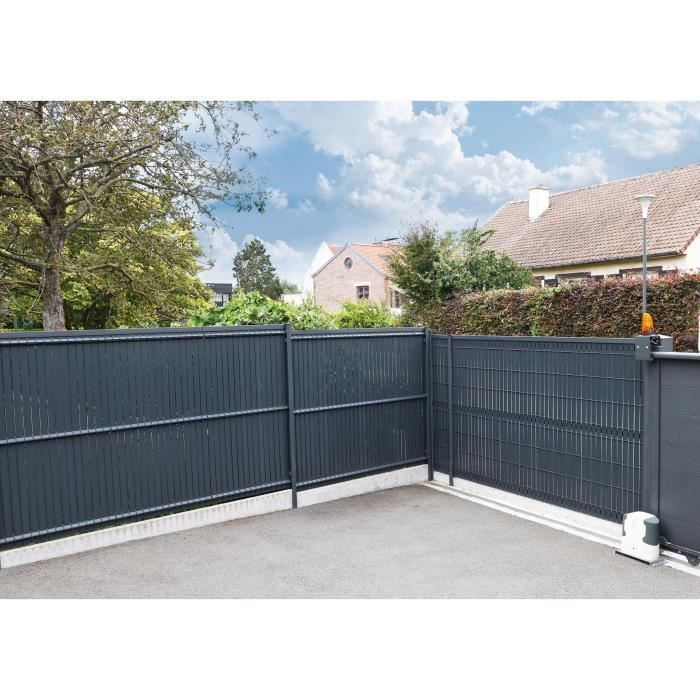 Privacy lamellenset - NATUUR - Voor vaste schuttingpanelen - Opaciteit 4/5 - 1,225 x 2,50 m - Antraciet