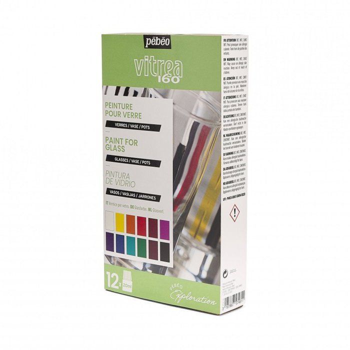 Coffret de peinture - PEBEO - Vitrea 160 - 12 pots de 20 ml - Peinture sur verre - DIY facile