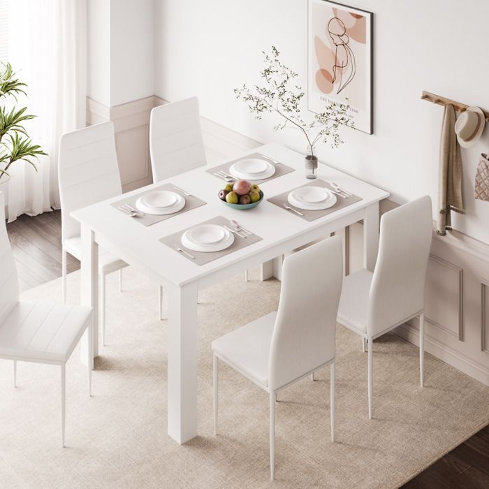 Set da pranzo Mondeer con 6 sedie, set da sala da pranzo con 6 sedie per sala da pranzo, cucina, soggiorno, 138L x 90W x 75H
