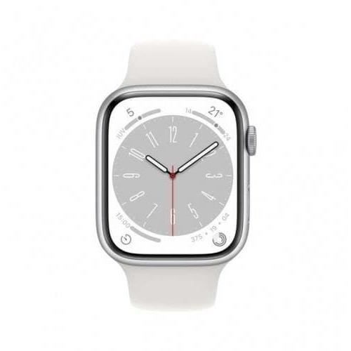 Apple Watch (Serie 8) 2022 GPS 45 mm - Aluminio plateado - Correa deportiva blanca - Reacondicionado - Excelente estado