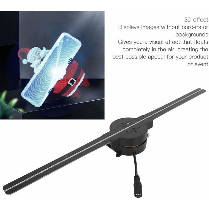 3D-hologramventilator - GESTEMPELD - 224 LED-parels - 3D-effecten - Ingebouwde wifi - Resolutie 2000x224 - Draagbaar