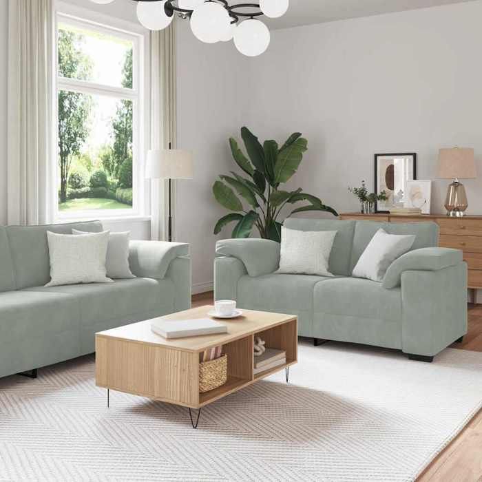 vidaXL Ensemble de canapés 3 pcs avec coussins Gris clair Velours 3324667