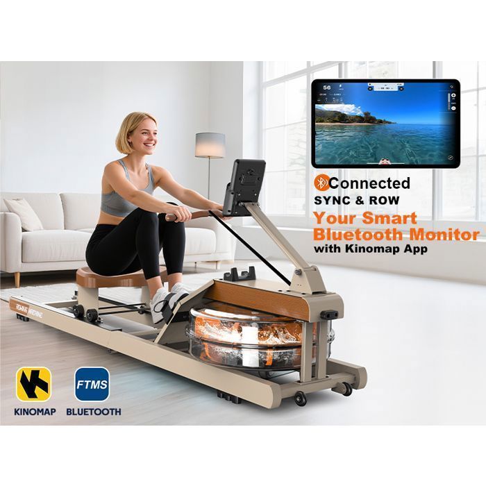 Vogatore ad acqua - ORISYN - Modello pieghevole - Telaio in acciaio inox da 160 kg - Display Kinomap Bluetooth - Preassemblato al 98%