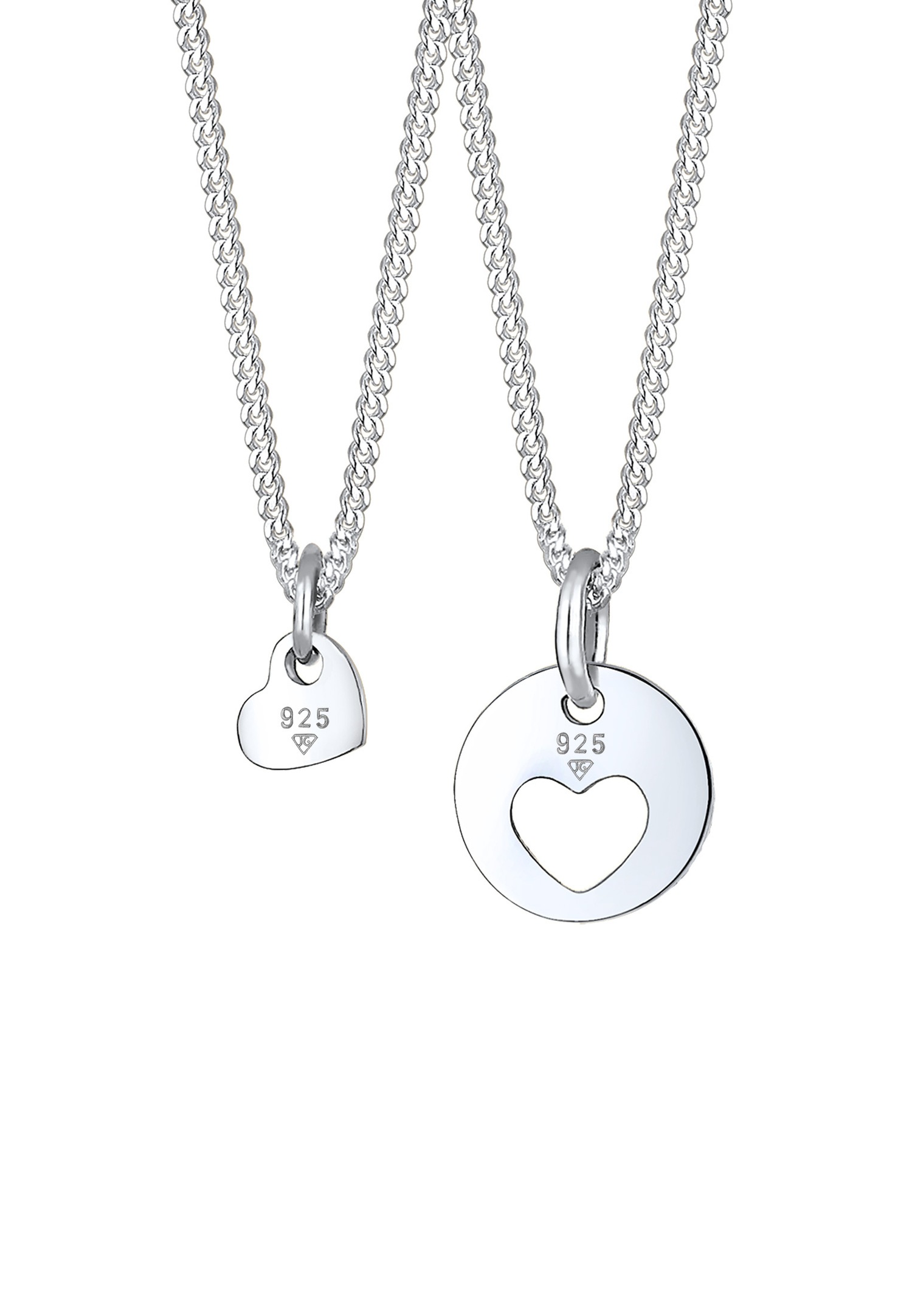 Elli Femmes Ensemble Coeur Cut-Out Pendentif Mère Enfants Amour en Argent Sterling 925 Plaqué Or Rose