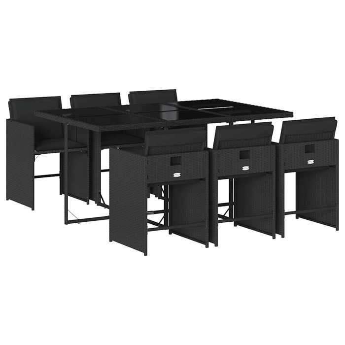 Ensemble à manger de jardin - vidaXL - 7 pièces - Résine tressée - Noir - 165x106x73 cm (table) - 50,5x50x79 cm (chaise)