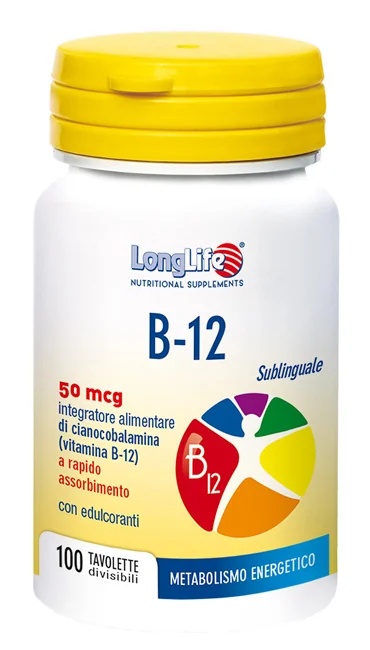 LONG LIFE Longlife B12 50 mcg 100 sublinguale tabletten Voedingssupplement met vitamine B12