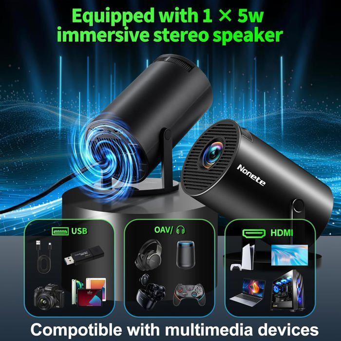 Proyector portátil ZOKKO 4K - Resolución 4K UHD - WiFi 6 integrado - Bluetooth 5.2