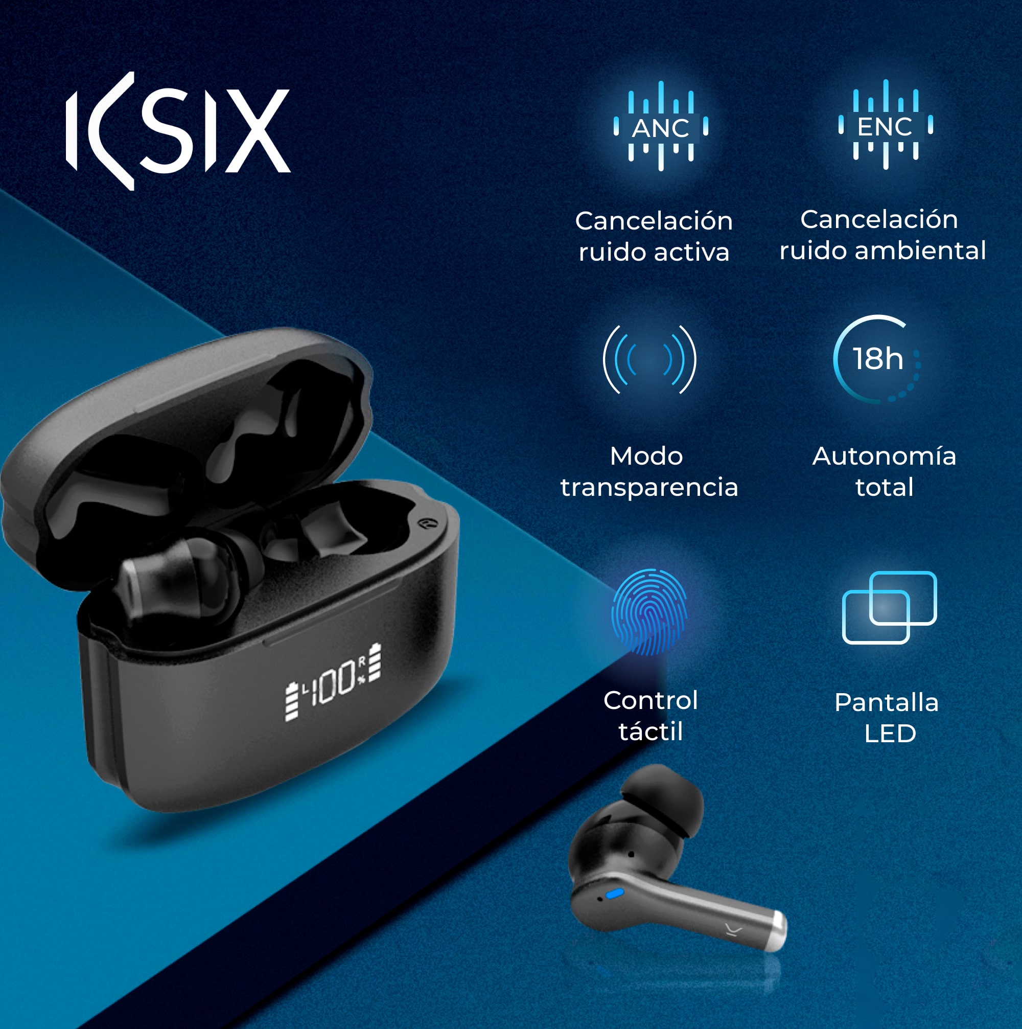  Auriculares Inalámbricos Ksix Noise Cancel 3