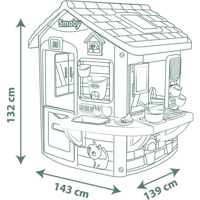 Smoby Life - Mud Cooking House - Fabriquée en France - Matière Recyclée - 16 accessoires - Dès 2 ans