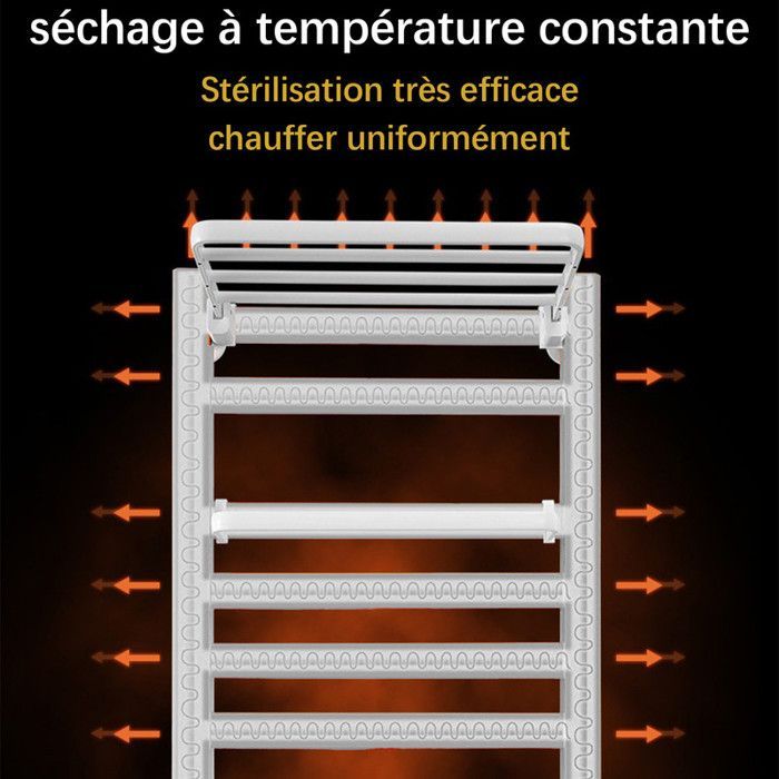 Radiateur Sèche-serviettes électrique - DDCAQIOUA - 500 W - Aluminium - Blanc - 3 Fonctions