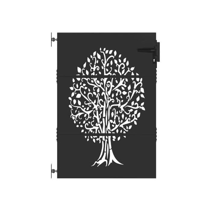 Portail de jardin en acier - vidaXL - Noir - 85x150 cm - Acier peint par poudre - Motif d'arbre découpé au laser