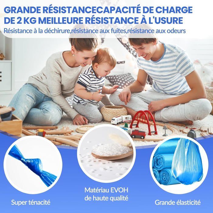 Confezione di ricarica per secchio per pannolini da 12 pezzi, sacchetti per pannolini antiodore di grande capacità e ricariche, compatibile con