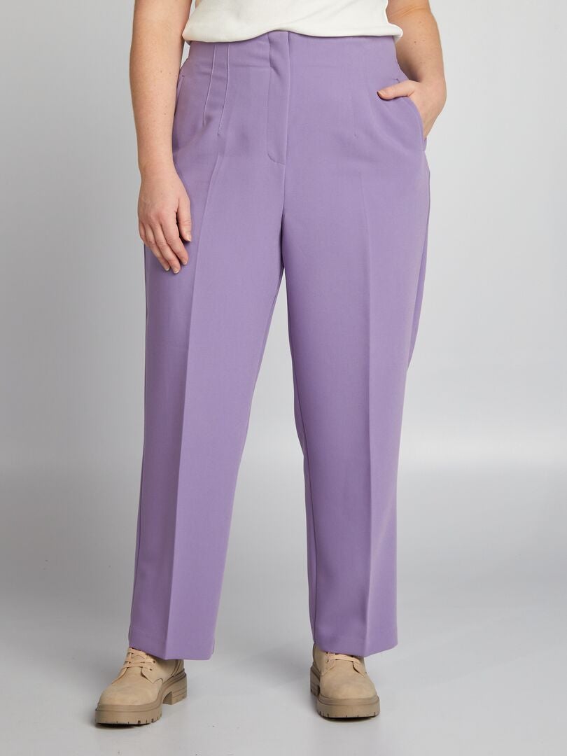 Rechte broek met hoge taille - PAARS
