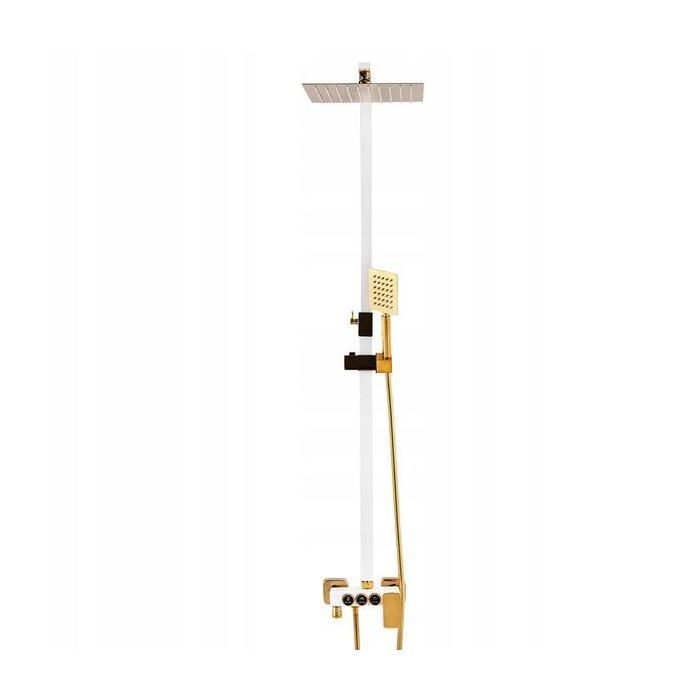 Colonne de Douche avec Mitigeur SILLA - Ensemble de Douche avec Réglable en Hauteur - Vintage Blanc/Doré - BR2348