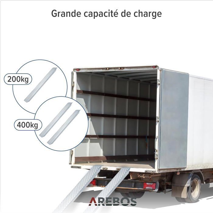 Juego de 2 rampas de acceso AREBOS | Rampa de carga para motocicletas | Riel de carga de acero galvanizado | 400 kg
