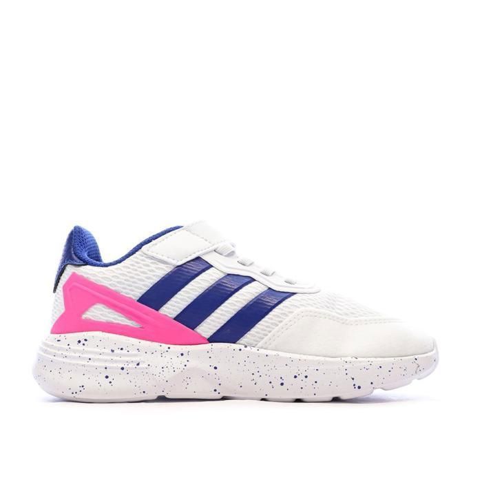 Zapatillas Adidas Nebzed para niña en blanco, azul y rosa.