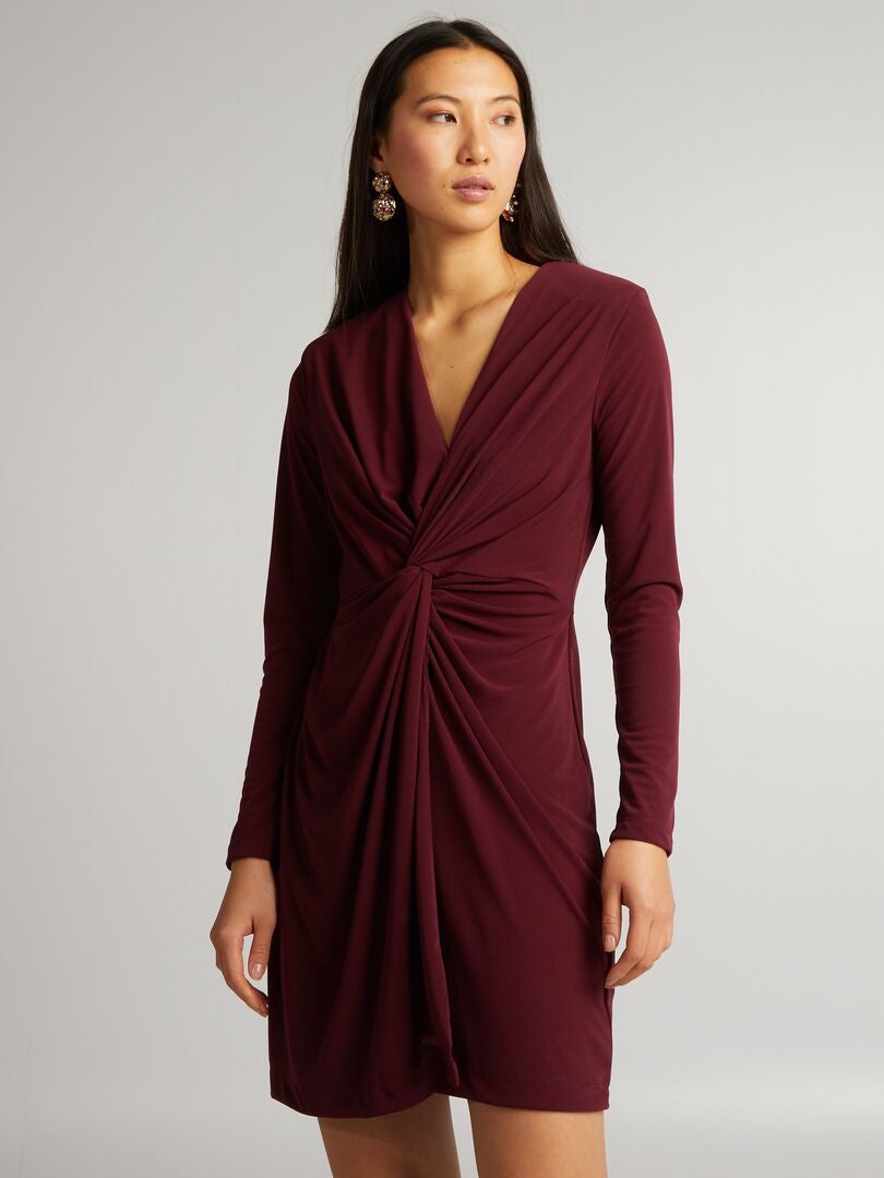 Gedrapeerde jurk - ROOD