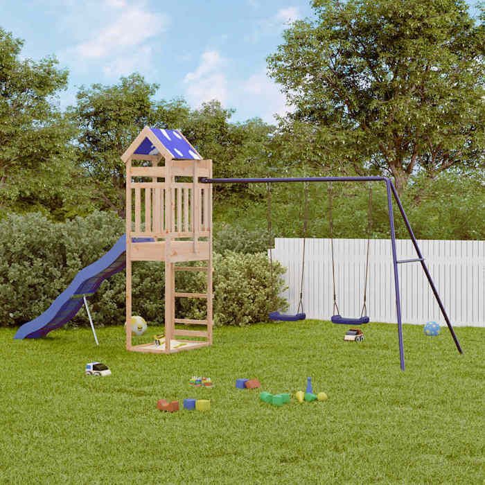 vidaXL Aire de jeux d'extérieur bois de pin massif, ensemble de jeu, ensemble de jeu en bois, ensemble de terrain de jeu, 3279124