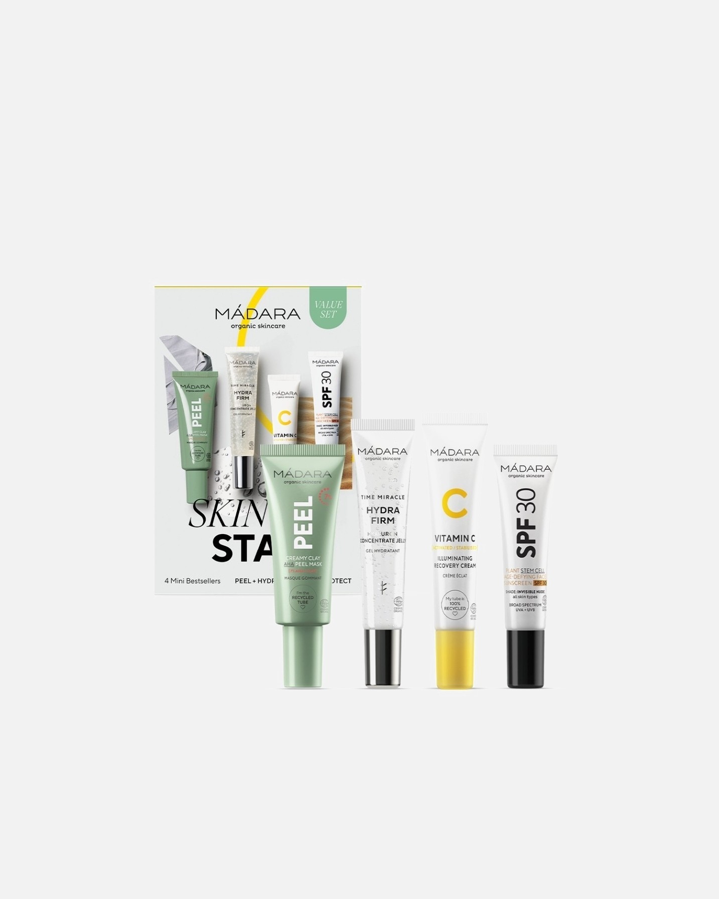MÁDARA veido priežiūros rinkinys „Skin Stars 4 Mini“ – bestselerių rinkinys – 1 dalis