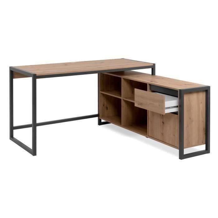Bureau d'angle réversible Denver - Panneaux de particules - Coloris chêne artisan, anthracite - 139 x 75 x 139 cm