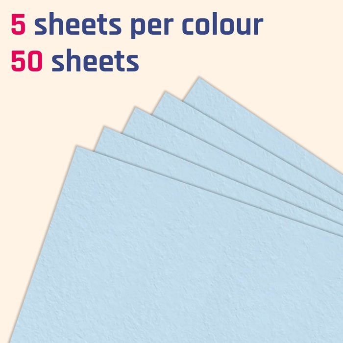 Gekleurd karton op A4-formaat - bedrukt - 50 vellen - 120 g/m² - 10 kleuren - A4-formaat - matte afwerking