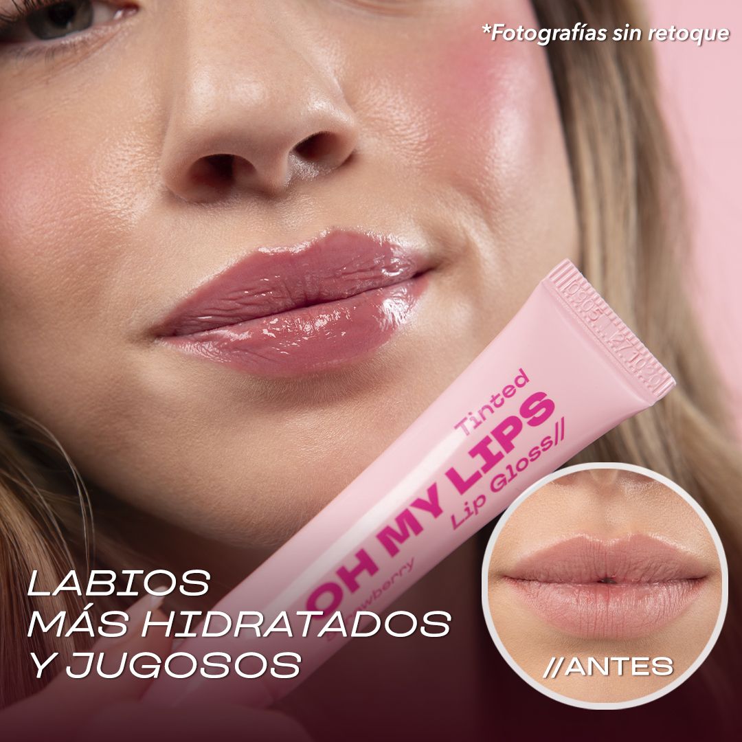 „Oh My Lips“ tonuotas lūpų blizgis „Braškių“ Lūpų blizgiai ir lūpų blizgiai