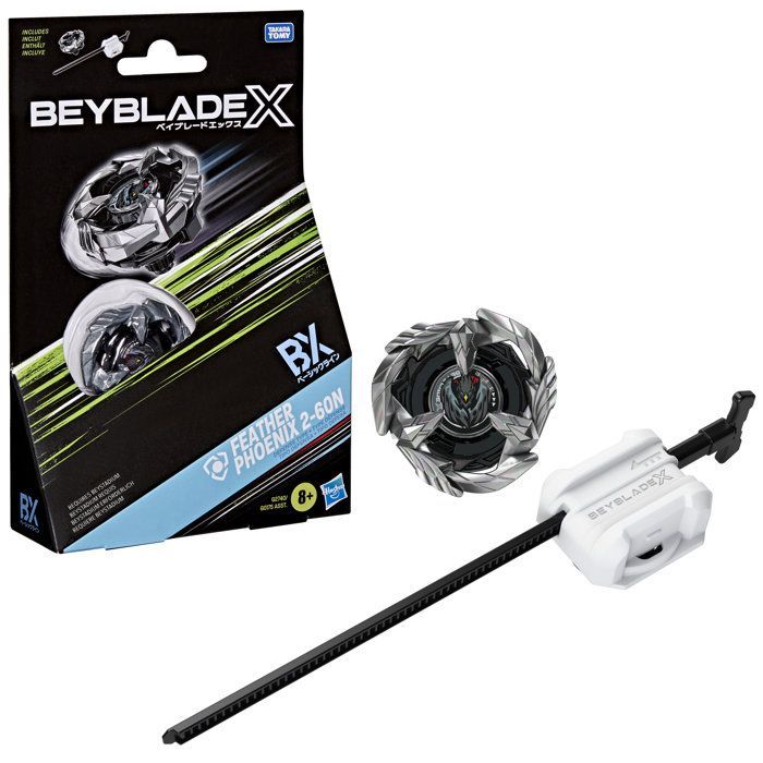 Beyblade X Starter Pack Feather Phoenix 2-60N BX, toupie Takara Tomy de type défense avec lanceur, toupies de compétition, dès 8 ans