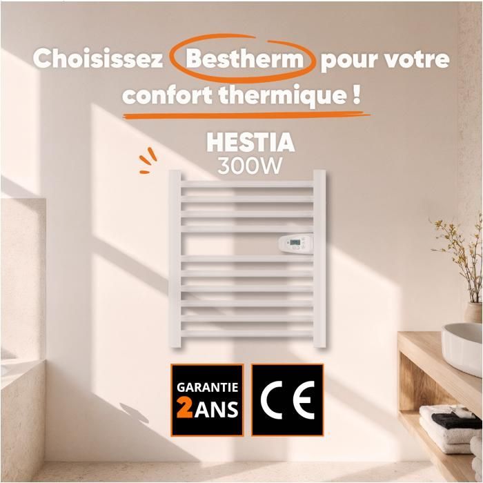Fluidless electric towel warmer - BESTHERM - HESTIA 300W - white