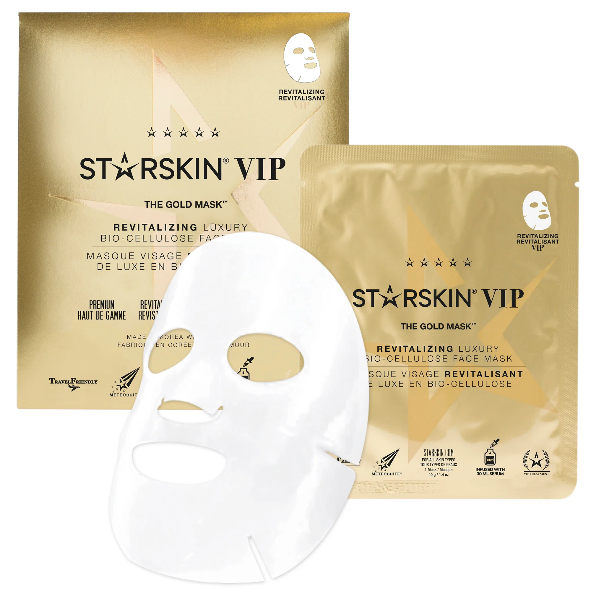 VIP VIP THE GOLD MASK™ Revitalizing Luxury Bio-Cellulose Face Mask - Maschera Anti-età viso