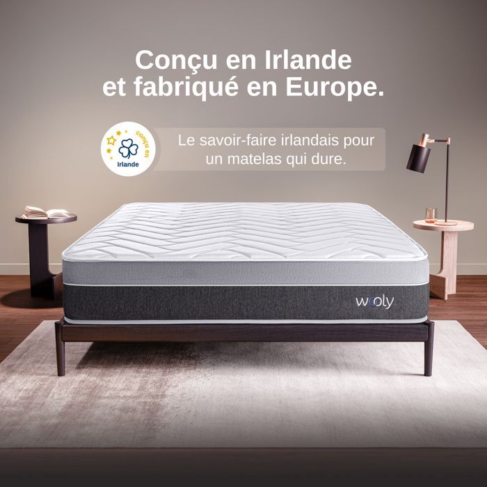 WOOLY LEVEL XL Mattress 140x200 cm - 30 cm Thick - Cooling GEL Foam - Memory Foam - High Density - Wool - Latex 70 - Iron Comfort