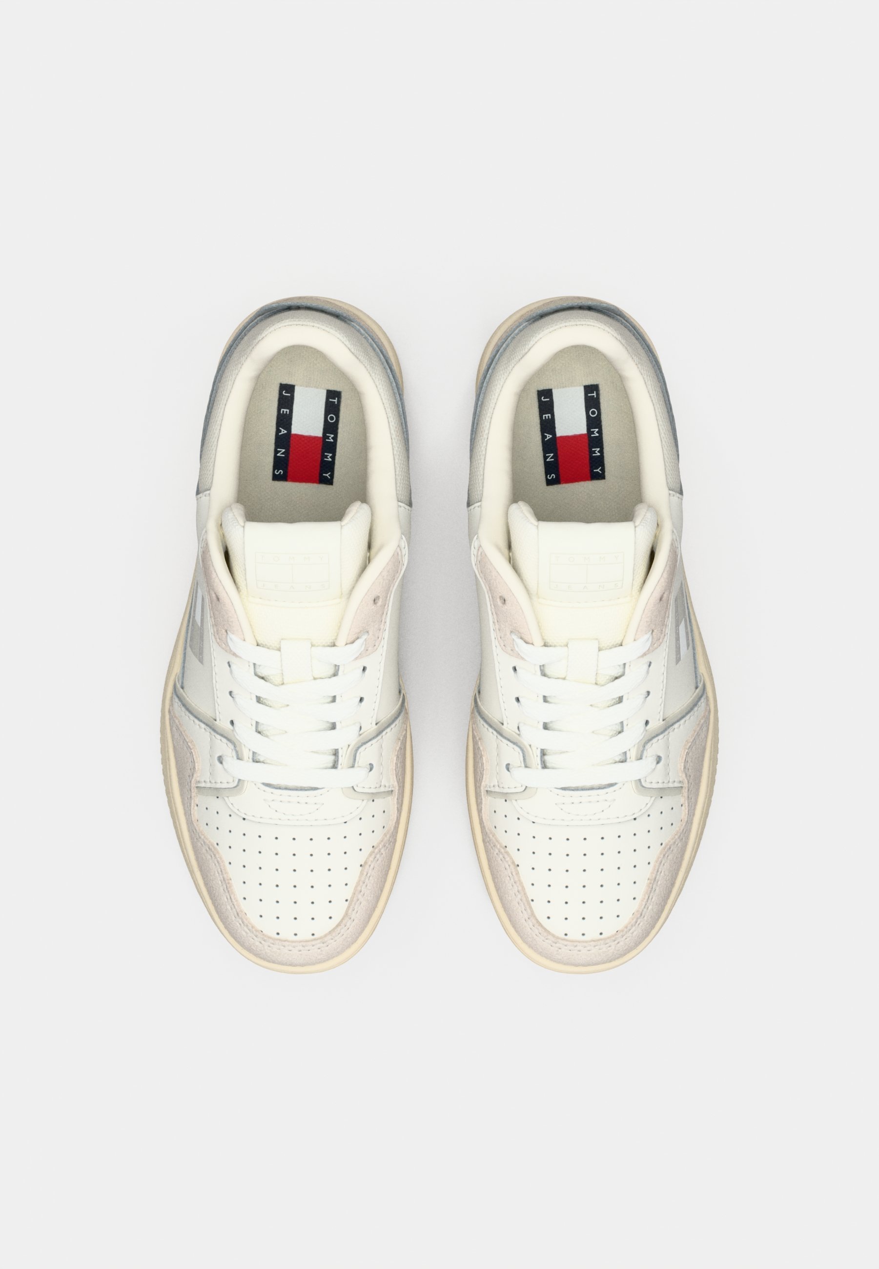 Tommy Jeans RETRO BASKET - Sneakers - ecru/stratusgrijs