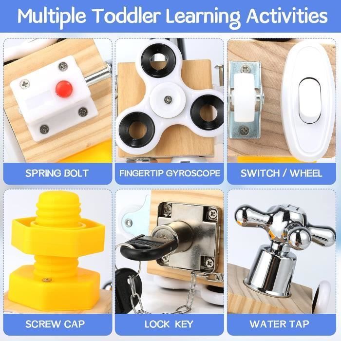 Cubo de Atividades de Madeira KAKOO para Bebês - Brinquedo Sensorial para Crianças Acima de 36 Meses - Presente Educativo de Natal