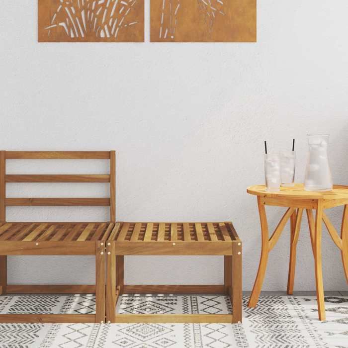 Puf de exterior vidaXL, madera maciza de acacia natural, 59 x 59 x 37 cm, muebles de balcón, madera de acacia moderna, 900448