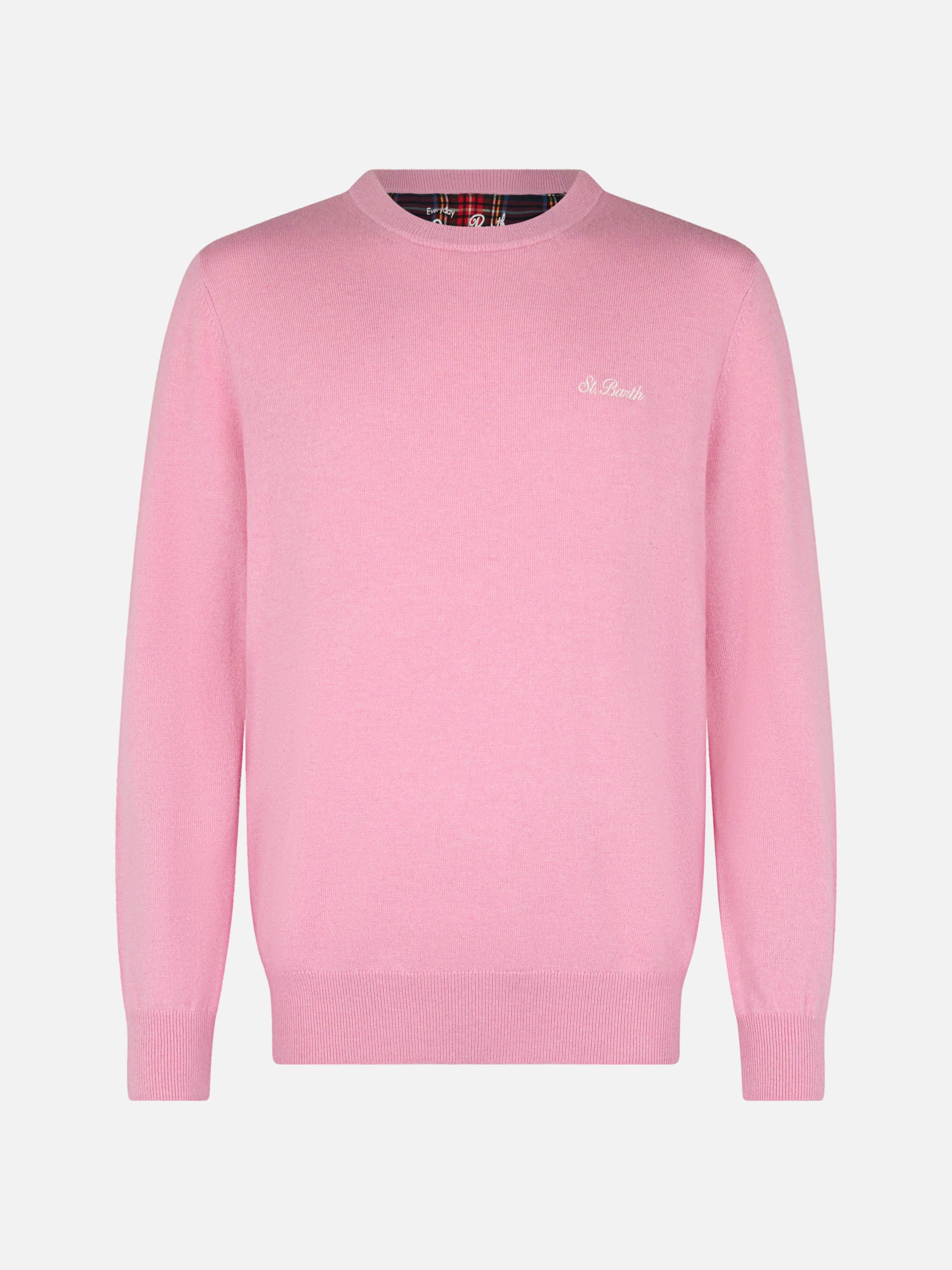 Regent herentrui met ronde hals, roze en van kasjmierblend
