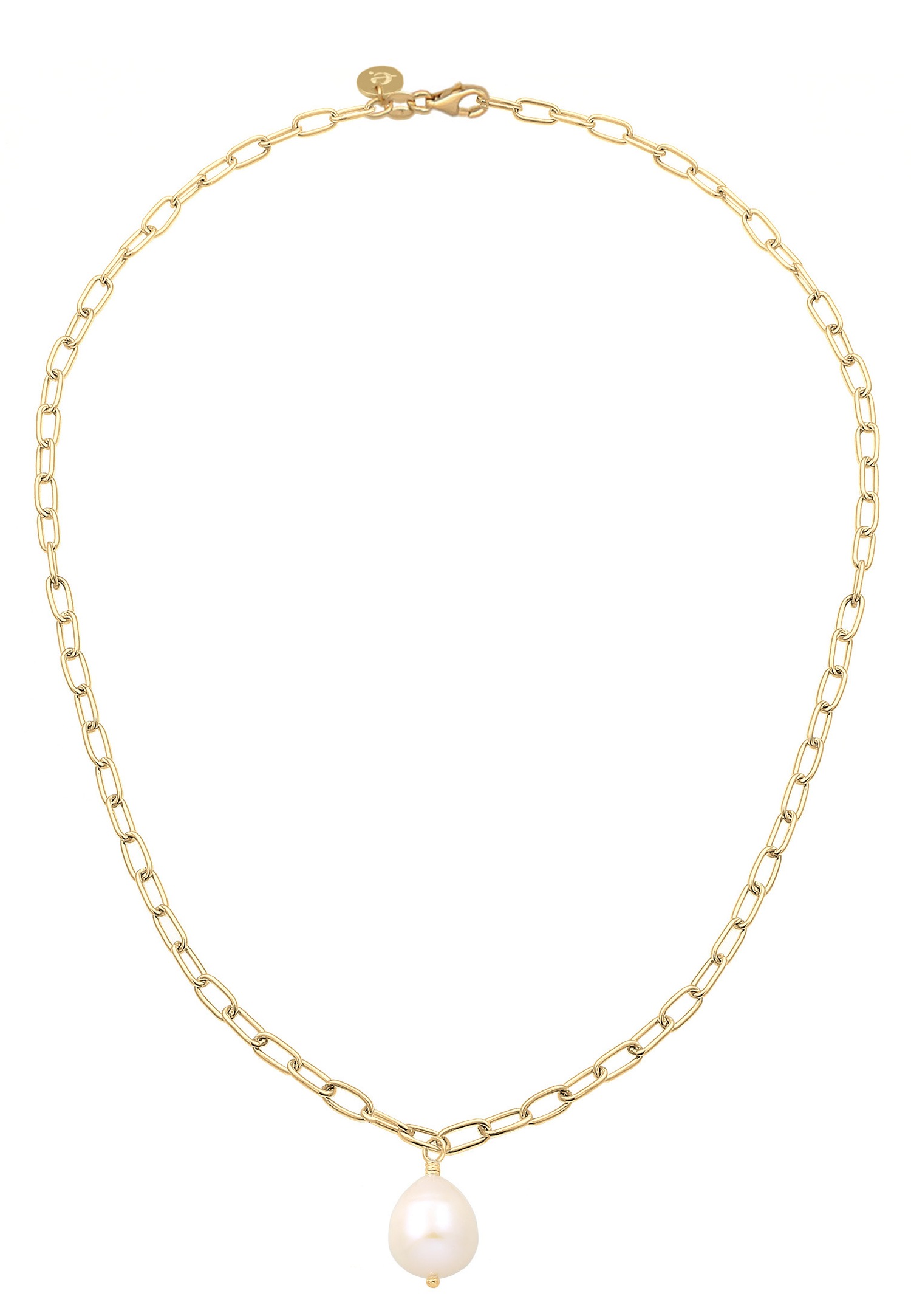Elli PREMIUM Vintage Mariage Perles d'eau Douce Baroques Collier Femme Plaqué Or Argent (925/1000)