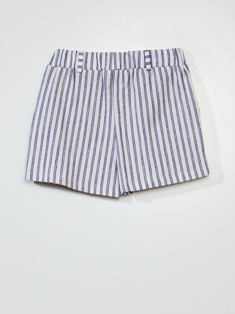 Pantalones cortos de punto a rayas - AZUL